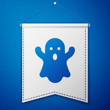 Blue Ghost icon isolated on blue background. Happy Halloween party. White p.. Stock Illustration