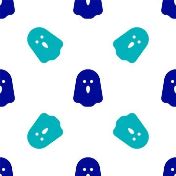 Blue Ghost icon isolated seamless pattern on white background. Happy Hallowee Stock Illustration