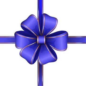 Blue gift bow with ribbon Stock Illustration
