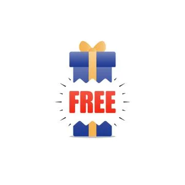Blue gift box, additional present icon, reward concept, shopping bonus Illustrazione stock