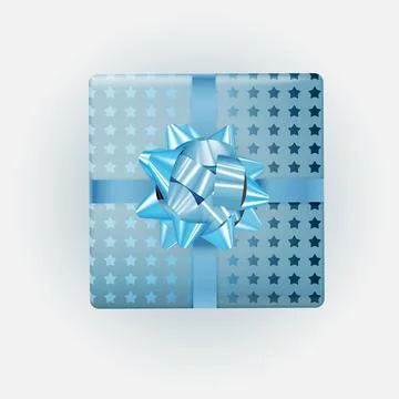 Blue Gift Box with Bow and Ribbon. Vector Illustration EPS10 Stock Illustration