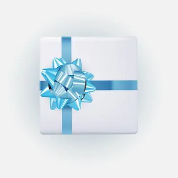 Blue Gift Box with Bow and Ribbon. Vector Illustration EPS10 Stock Illustration