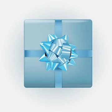 Blue Gift Box with Bow and Ribbon. Vector Illustration EPS10 Stock Illustration