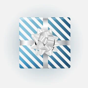 Blue Gift Box with Bow and Ribbon. Vector Illustration EPS10 Stock Illustration