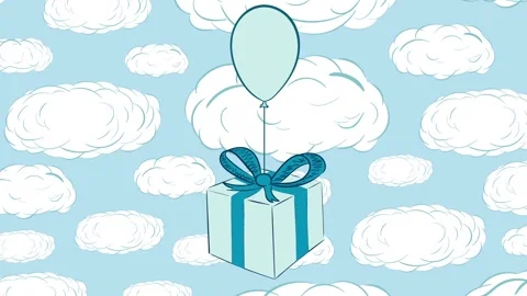 Blue gift box in clouds Stock Footage 95518748