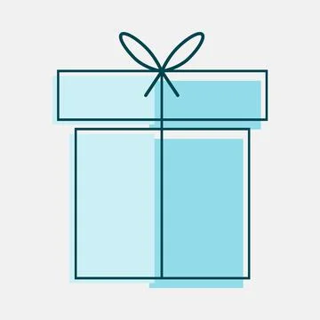 Blue gift box in cube shape with graceful bow Stock Illustration