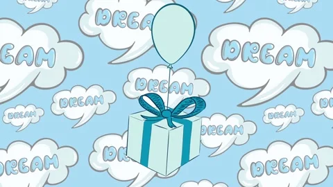 Blue gift box in dreams Stock Footage 95518933