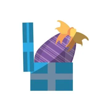 Blue gift box with easter eggs shadow 스톡 일러스트