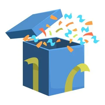 Blue gift box exploding with colorful confetti 스톡 일러스트