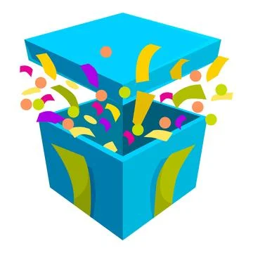 Blue gift box exploding with colorful confetti イラスト素材