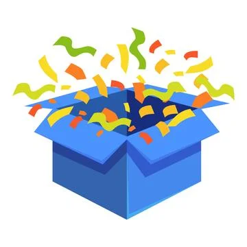 Blue gift box exploding with colorful confetti 스톡 일러스트