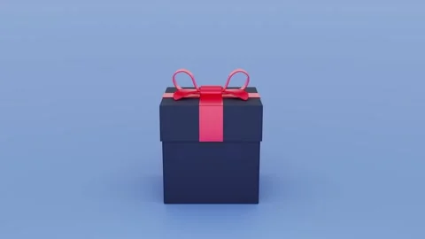 Blue gift box falls. 3D render. Present for Father's Day, happy birthday. Stock Footage 161750517