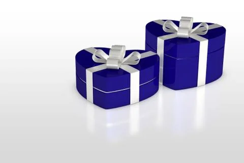 Blue gift box in heart shape Stock Illustration
