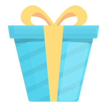 Blue gift box icon cartoon vector. Christmas present Stock Illustration