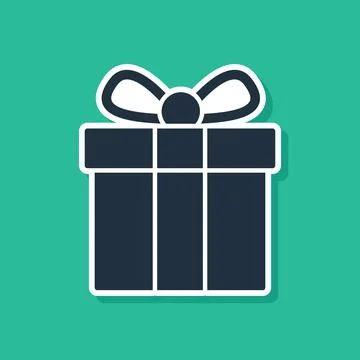 Blue Gift box icon isolated on green background. Vector 스톡 일러스트