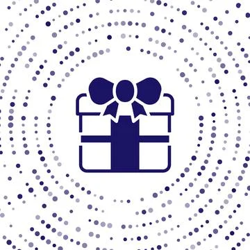 Blue Gift box icon isolated on white background. Happy Birthday. Abstract circle Stock Illustration