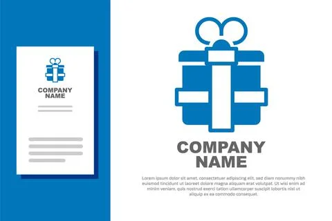 Blue Gift box icon isolated on white background. Logo design template element 스톡 일러스트