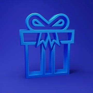 Blue Gift box icon isolated on blue background. Minimalism concept. 3D rend.. イラスト素材