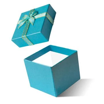 Blue gift box open isolated on white background, Happy new year &amp; christmas.. Stock Photos
