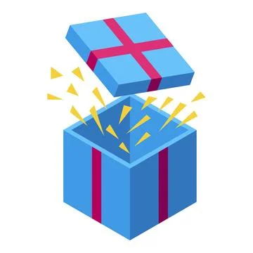 Blue gift box opening with confetti exploding out 스톡 일러스트
