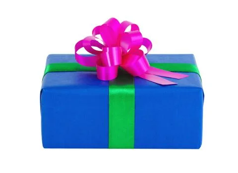 Blue gift box Stock Photos