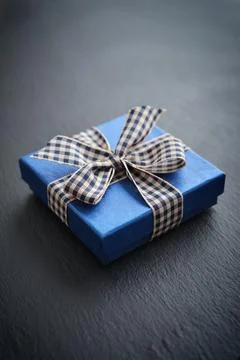 Blue gift box Stock Photos