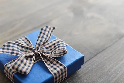 Blue gift box Stock Photos