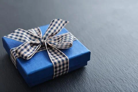 Blue gift box Stock Photos