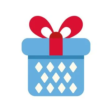 Blue gift box with red ribbon and pattern Stockillustratie