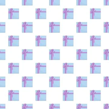 Blue gift box repeating pattern on white background Stock Illustration