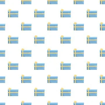 Blue gift boxes pattern with yellow ribbons Stock Illustration