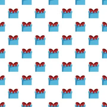 Blue gift boxes with red bows seamless pattern Stock Illustration