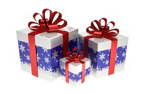 Blue gift boxes with red ribbon Stock Illustration