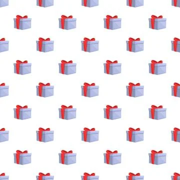 Blue gift boxes with red ribbons seamless pattern 스톡 일러스트