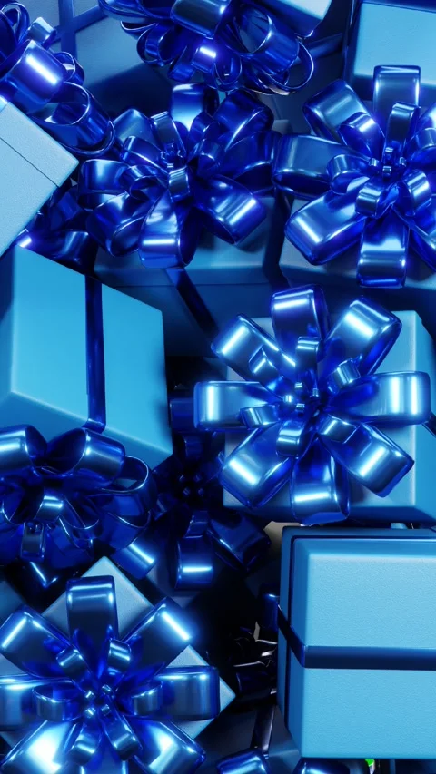 Blue gift boxes with ribbons falling on green screen. Video transition Stock-Footage 287921999