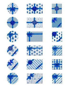 Blue gift boxes top Stock Illustration