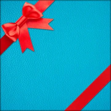 Blue gift with red bow Fotos Stock