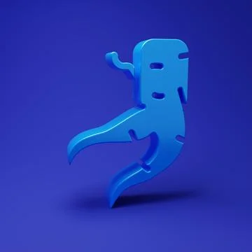 Blue Ginger root icon isolated on blue background. Minimalism concept. 3D r.. Stock Illustration