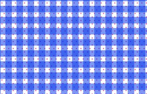Blue Gingham Plaid Pattern With Pink Polka Dots Seamless Textile Background Stock Illustration