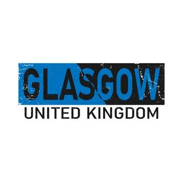 Blue glasgow, text design. Typography poster. Usable as background. Stock Illustration
