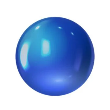 Blue glass 3D sphere with reflections, shimmering highlights, and a glossy Stock Illustration