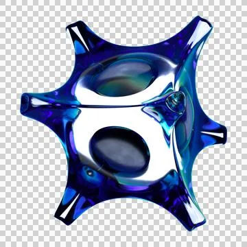 Blue Glass Abstract Cube 3D Shape Isolated on Transparent Background Stock Illustration
