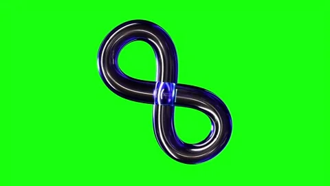 Blue Glass Abstract Infinity Loop 3D Shape on Green Screen – Seamless 4K Loop Stock Footage 348506162