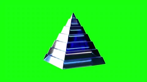 Blue Glass Abstract Triangular Pyramid Shape Rotating on Green Screen, 4K Stock Footage 348506027