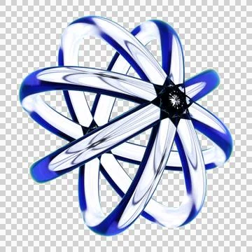 Blue Glass Atomic Orbital 3D Shape Isolated on Transparent Background Stock Illustration