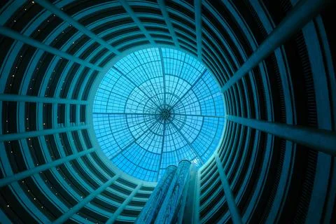 Blue glass atrium ceiling Stock Photos