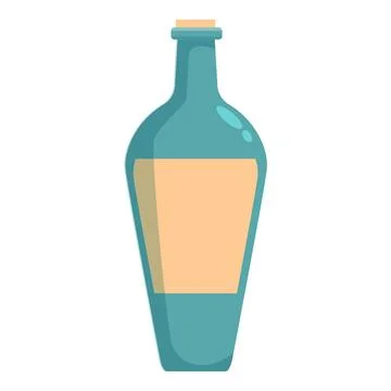Blue glass bottle with cork having blank label for your text or logo Stock Illustration