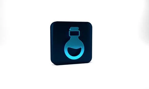 Blue Glass bottle with magic elixir icon isolated on grey background. Computer Illustrazione stock