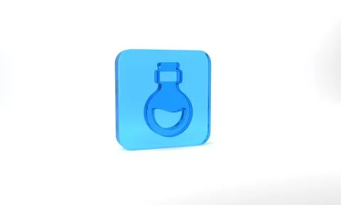 Blue Glass bottle with magic elixir icon isolated on grey background. Computer Stock Illustration