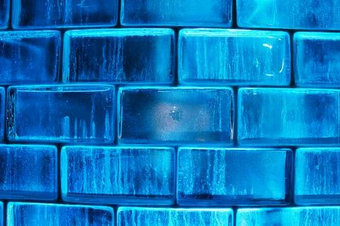 Blue Glass Bricks Background Stock-Fotos